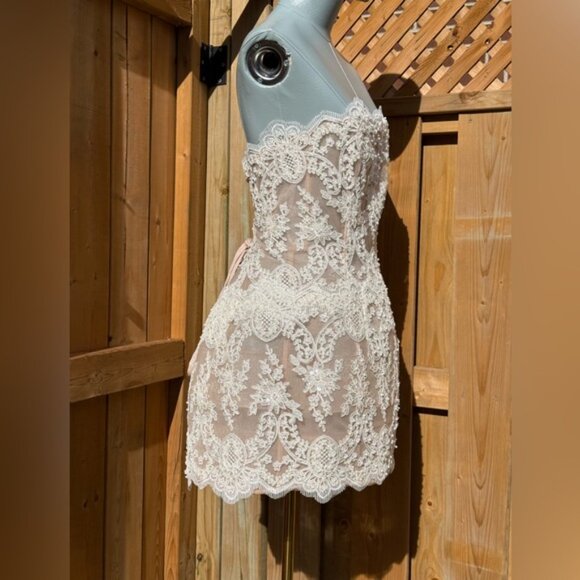 🆕 BRONX & BANCO 🧿 NWOT Maraya Blanc Lace Mini Dress, Sz XL US 10 - Picture 3 of 16